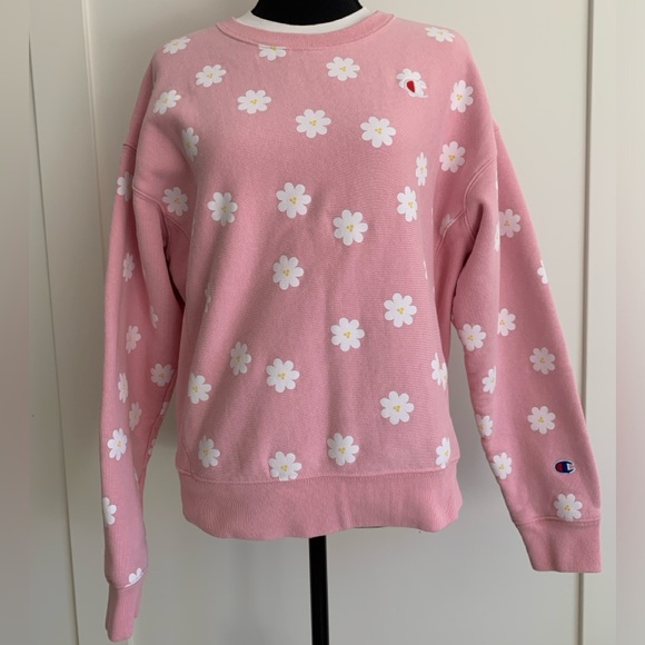 Champion Tops - Champion Pink Sweatshirt with White Floral Pattern